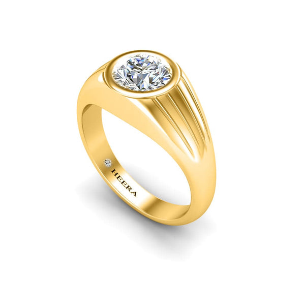 The Signet Solitaire Engagement Ring in Yellow Gold - HEERA DIAMONDS