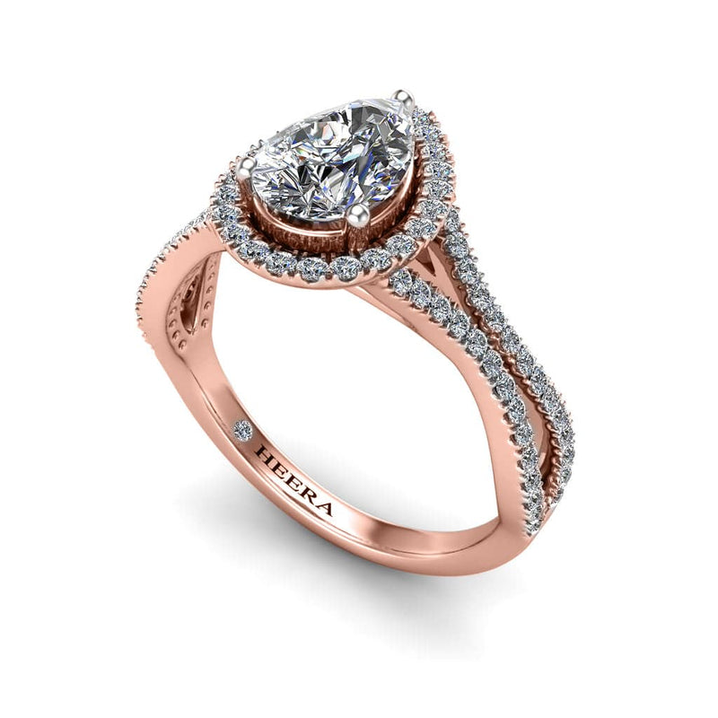 The Siren Pear Engagement Ring in Rose Gold - HEERA DIAMONDS
