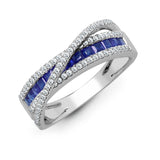 18ct White Diamond-0.33ct Sapphire-0.57ct Crossover Ring - HEERA DIAMONDS