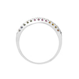 18ct White Gold Diamond And Multi Coloured Sapphires Ring - HEERA DIAMONDS