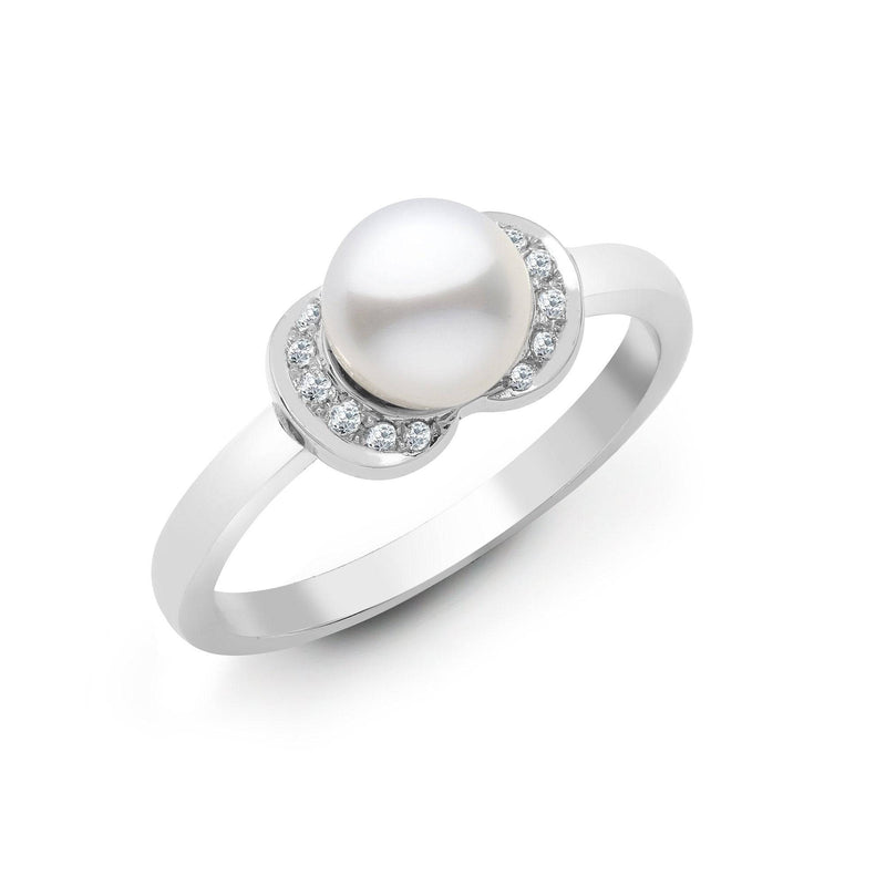 18ct White Gold Diamond And Pearl Ring - HEERA DIAMONDS