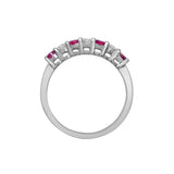 18ct White Gold Diamond And Ruby Claw Set Half Eternity Ring - HEERA DIAMONDS