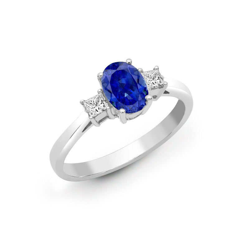 18ct White Gold Diamond And Sapphire And 3 Stone Ring - HEERA DIAMONDS