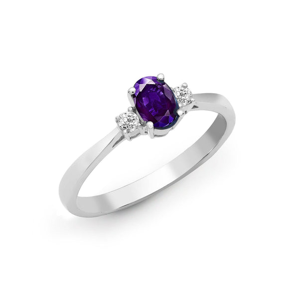 18ct White Gold Diamond And Tanzanite And 3 Stone Ring - HEERA DIAMONDS