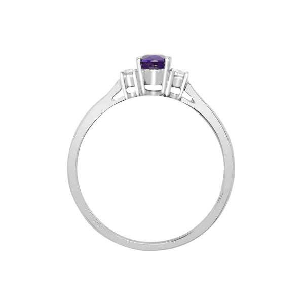 18ct White Gold Diamond And Tanzanite And 3 Stone Ring - HEERA DIAMONDS