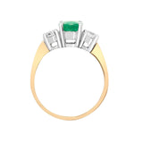 18ct Yellow Gold 3 Stone Diamond And Emerald Ring - HEERA DIAMONDS