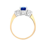 18ct Yellow Gold 3 Stone Diamond And Sapphire Ring - HEERA DIAMONDS