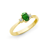 18ct Yellow Gold Diamond And Emerald And 3 Stone Ring - HEERA DIAMONDS