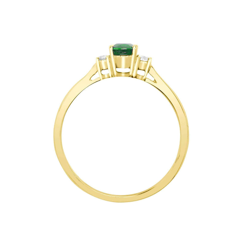 18ct Yellow Gold Diamond And Emerald And 3 Stone Ring - HEERA DIAMONDS