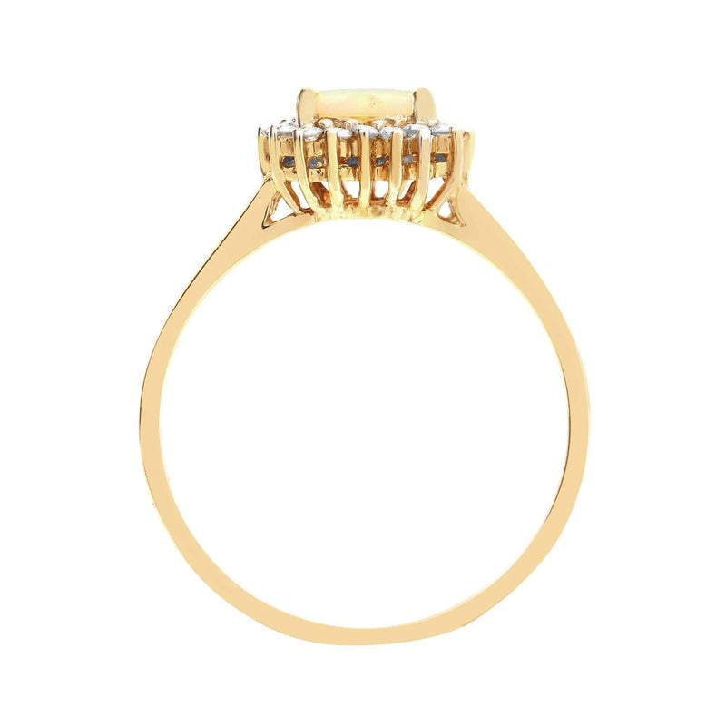 18ct Yellow Gold Diamond And Opal Heart Shaped Ring - HEERA DIAMONDS