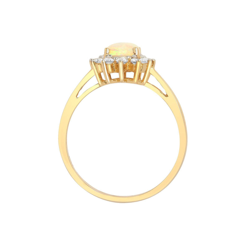 18ct Yellow Gold Diamond And Opal Ring - HEERA DIAMONDS