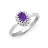 9ct White Gold Diamond And Amethyst Ring - HEERA DIAMONDS