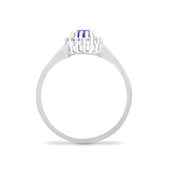 9ct White Gold Diamond And Amethyst Ring - HEERA DIAMONDS