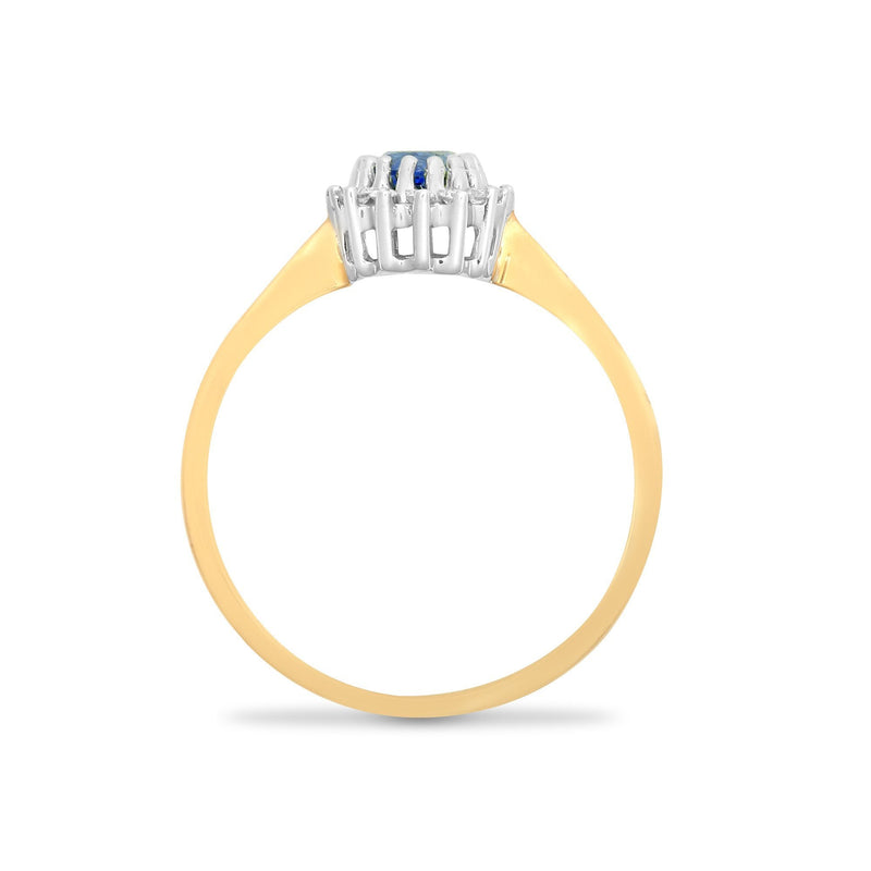 9ct Yellow Gold Diamond And Blue Topaz Ring - HEERA DIAMONDS