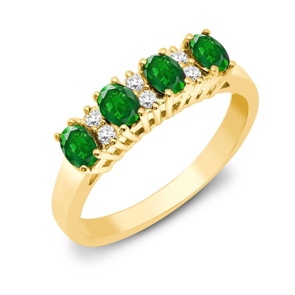 9ct Yellow Gold Diamond And Emerald Ring - HEERA DIAMONDS