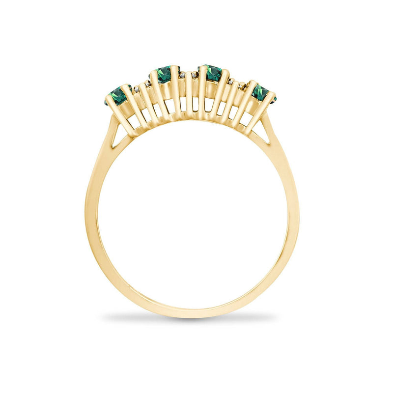 9ct Yellow Gold Diamond And Emerald Ring - HEERA DIAMONDS