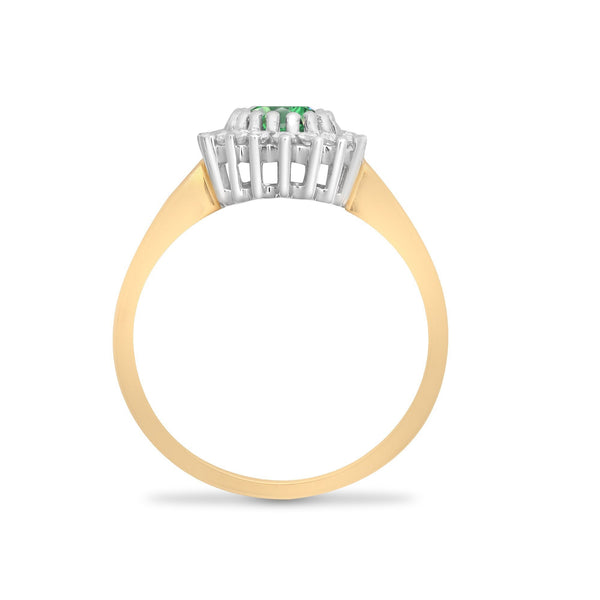9ct Yellow Gold Diamond And Emerald Ring - HEERA DIAMONDS