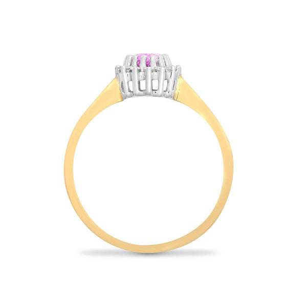 9ct Yellow Gold Diamond And Pink Sapphire Ring - HEERA DIAMONDS