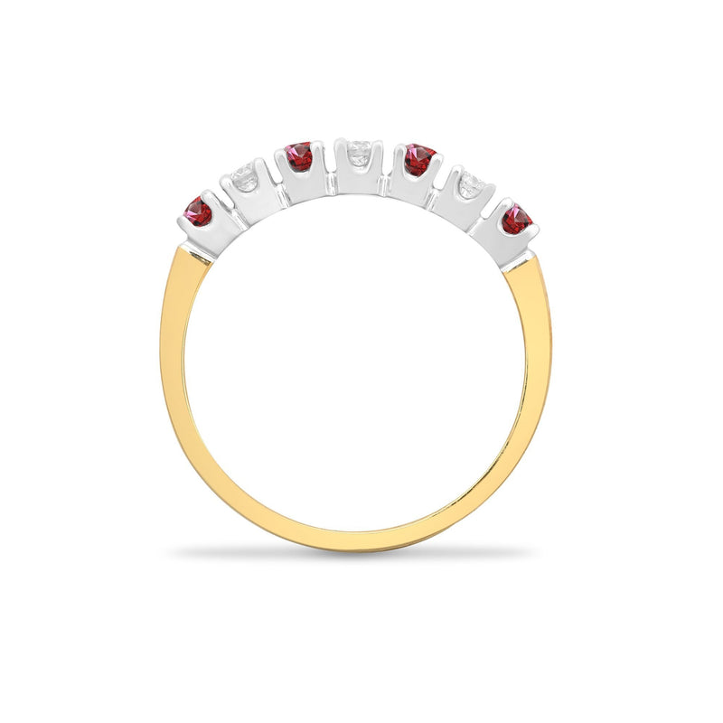 9ct Yellow Gold Diamond And Ruby Half Eternity Ring - HEERA DIAMONDS
