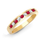 9ct Yellow Gold Diamond And Ruby Half Eternity Ring - HEERA DIAMONDS