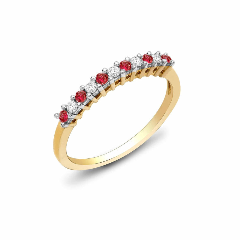 9ct Yellow Gold Diamond And Ruby Ring - HEERA DIAMONDS