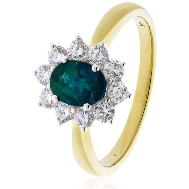 Oval Emerald with Diamond Cluster Ring - HEERA DIAMONDS