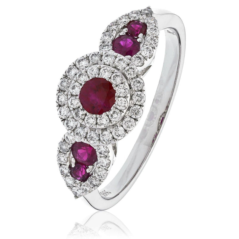 Round Brilliant and Pear Ruby Cocktail Ring - HEERA DIAMONDS