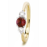 Round Brilliant Ruby Three Stone Ring - HEERA DIAMONDS