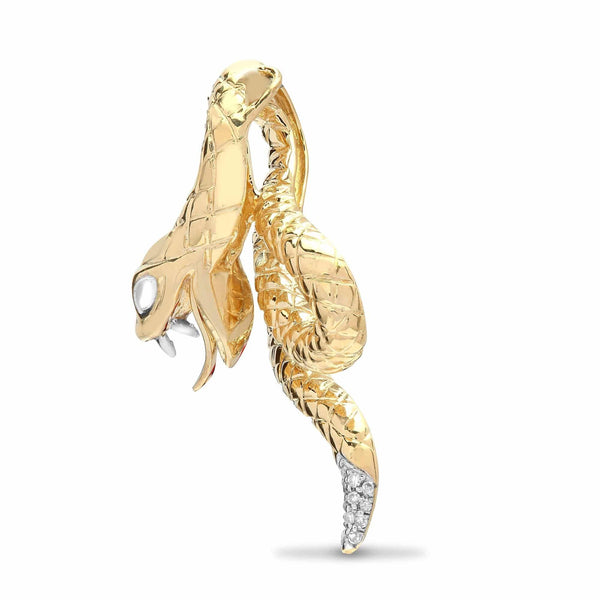 9ct Yellow Gold Diamond Snake Pendant - HEERA DIAMONDS