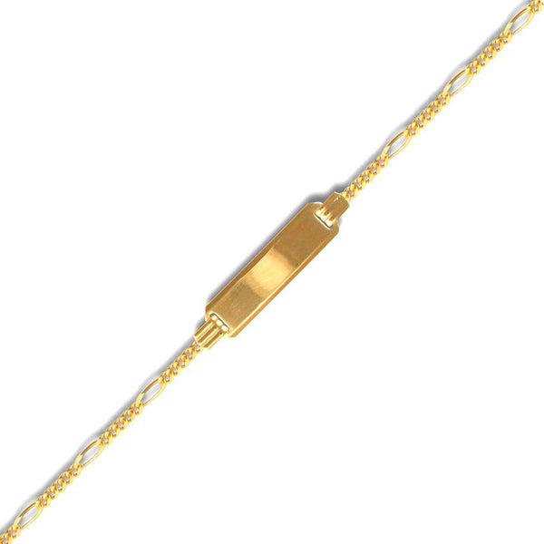9ct Yellow Gold Fine Figaro Id Bracelet - HEERA DIAMONDS