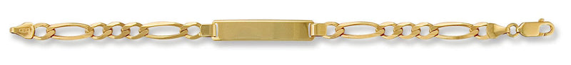 Yellow Gold Figaro Chain Identity Bracelet for Ladies - HEERA DIAMONDS