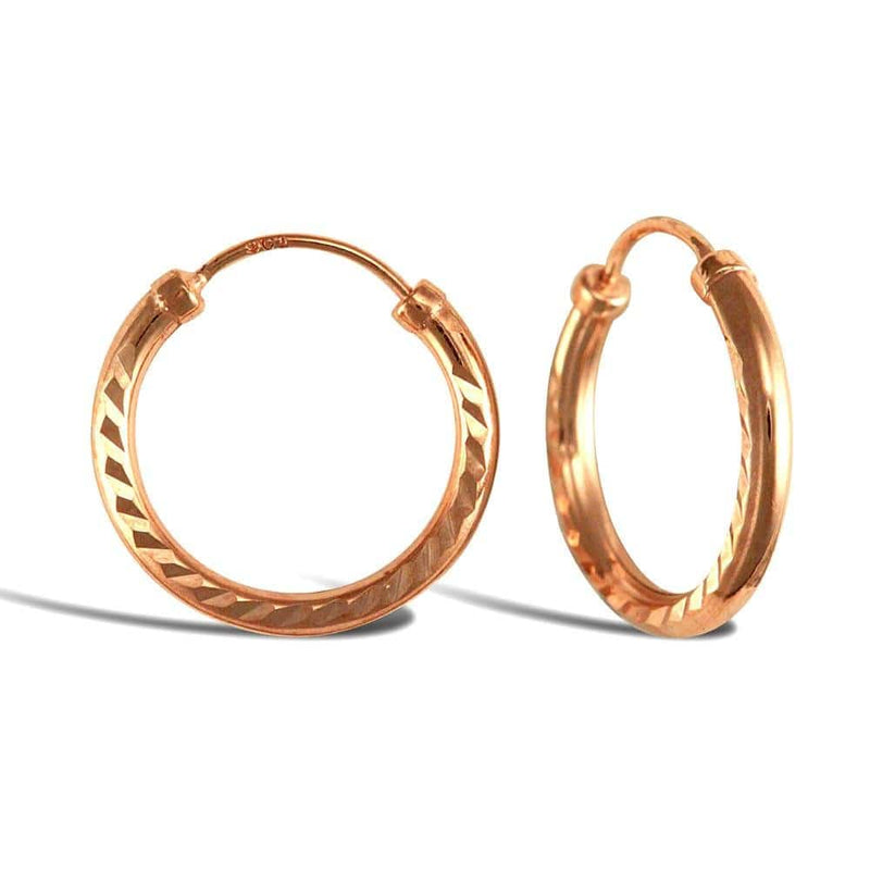 9ct Rose Gold Hoop Earrings - HEERA DIAMONDS