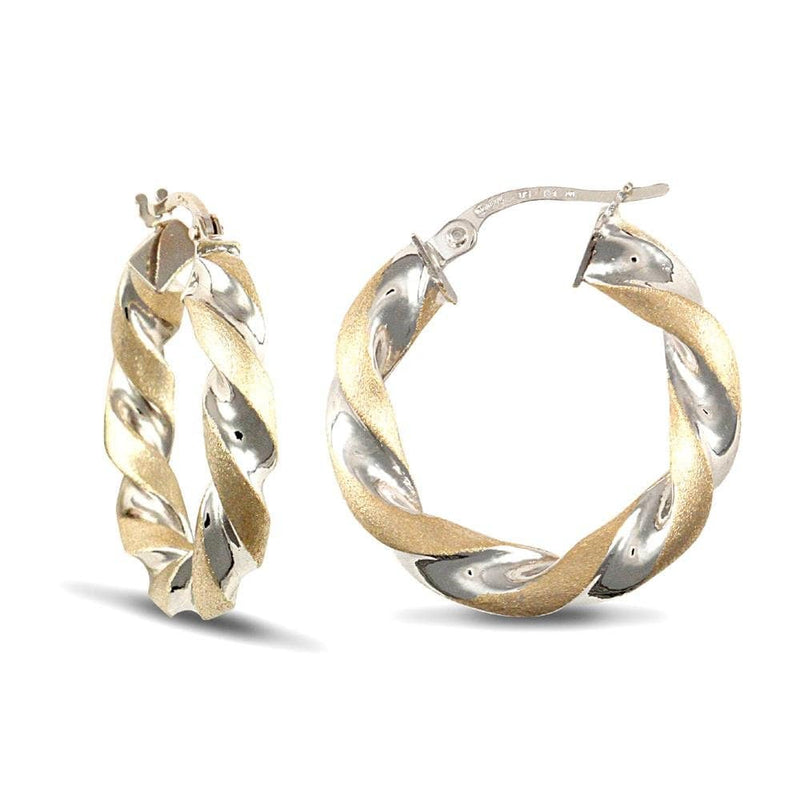 9ct White And Yellow Gold Hoop Earrings - HEERA DIAMONDS