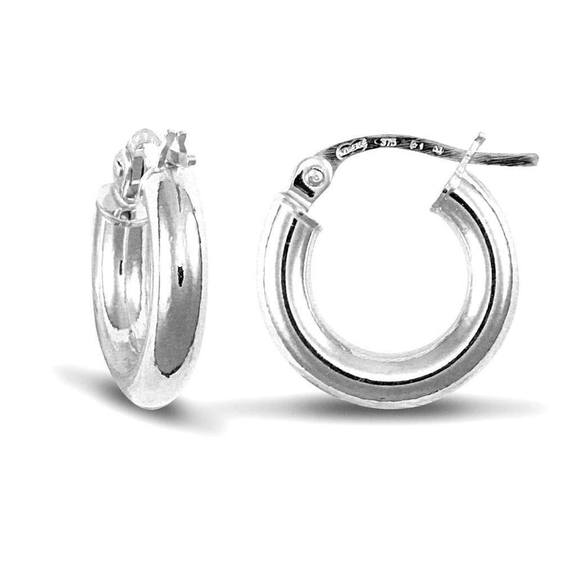 9ct White Gold Hoop Earrings - HEERA DIAMONDS