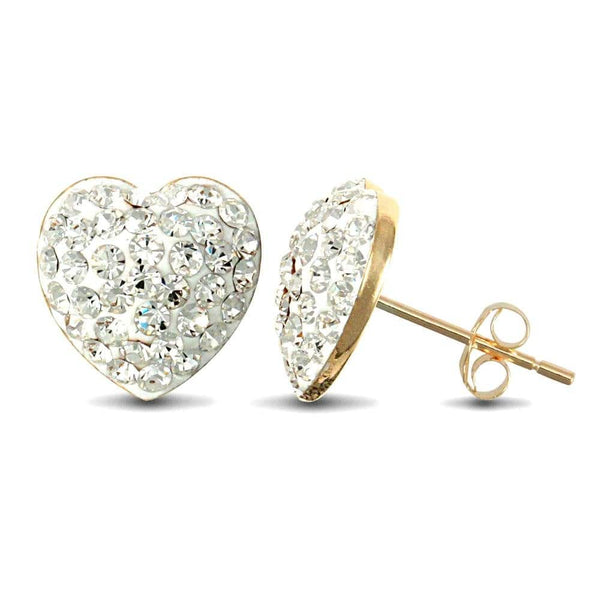 9ct Yellow Gold Crystal Heart Stud Earrings - HEERA DIAMONDS