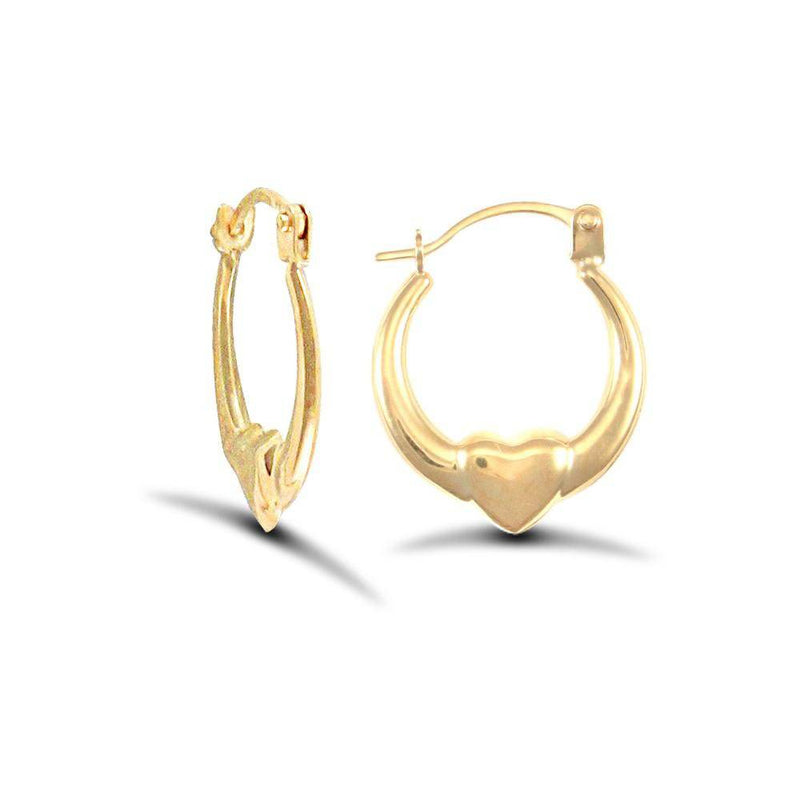 9ct Yellow Gold Heart Creole Earrings - HEERA DIAMONDS