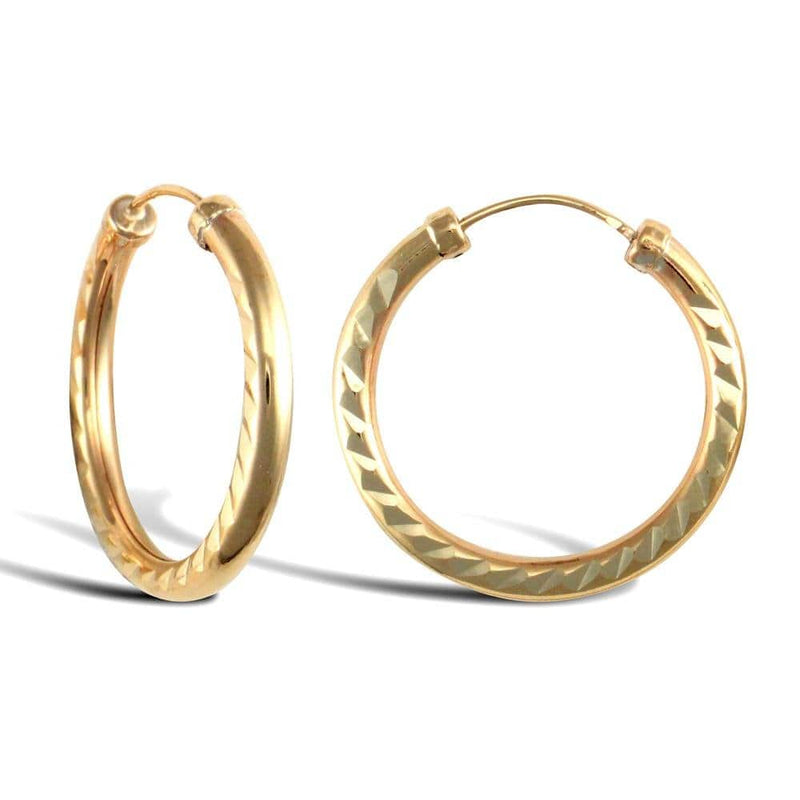 9ct Yellow Gold Hoop Earrings - HEERA DIAMONDS