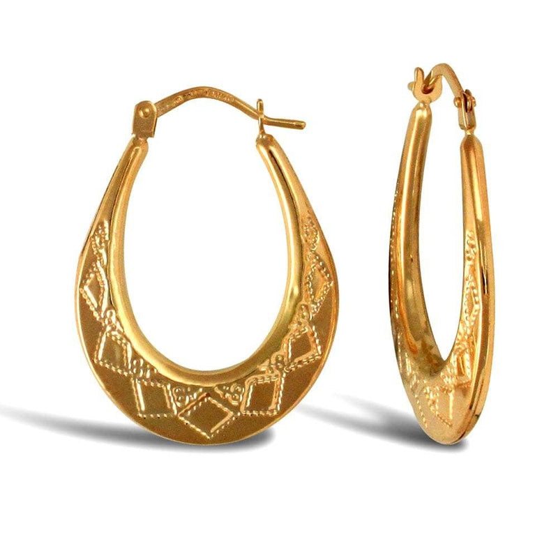 9ct Yellow Gold Oval Diamond Cut Earrings - HEERA DIAMONDS
