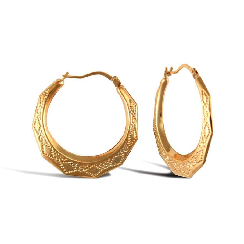 9ct Yellow Gold Round Diamond Cut Earrings - HEERA DIAMONDS