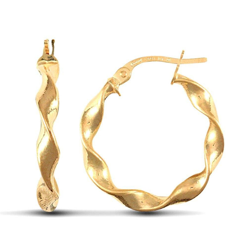 9ct Yellow Gold Super Light Polished Twist Earrings - HEERA DIAMONDS