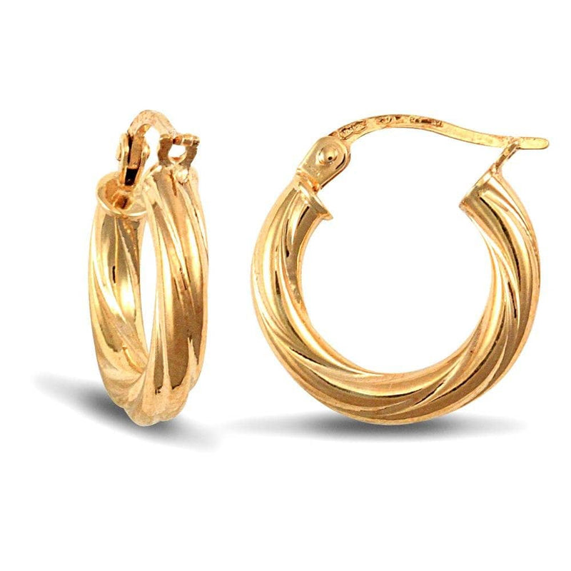 9ct Yellow Gold Twist Hoop Earrings - HEERA DIAMONDS