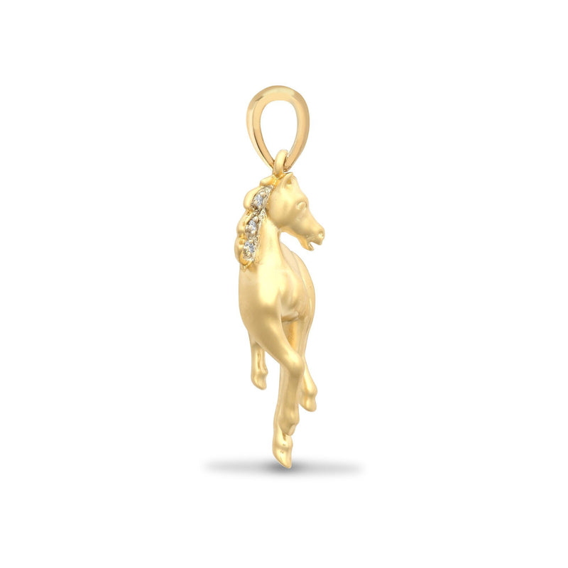 9ct Yellow Gold 1pt Diamond Horse Pendant - HEERA DIAMONDS