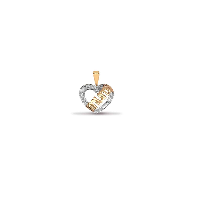9ct Yellow Gold Diamond Heart / Mum Pendant - HEERA DIAMONDS