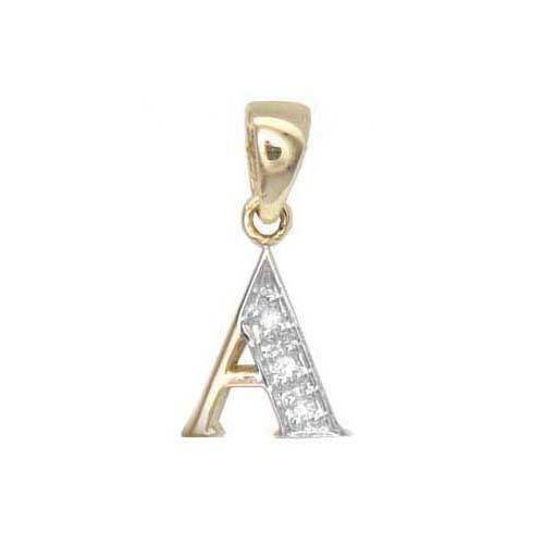 9ct Yellow Gold Diamond Set Initial Pendant - Initial A - HEERA DIAMONDS