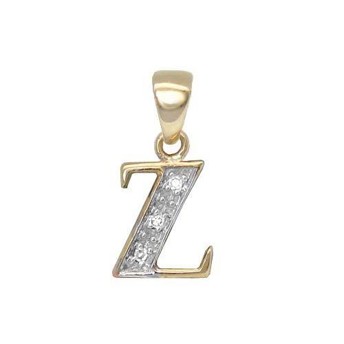 9ct Yellow Gold Diamond Set Initial Pendant -Initial Z - HEERA DIAMONDS