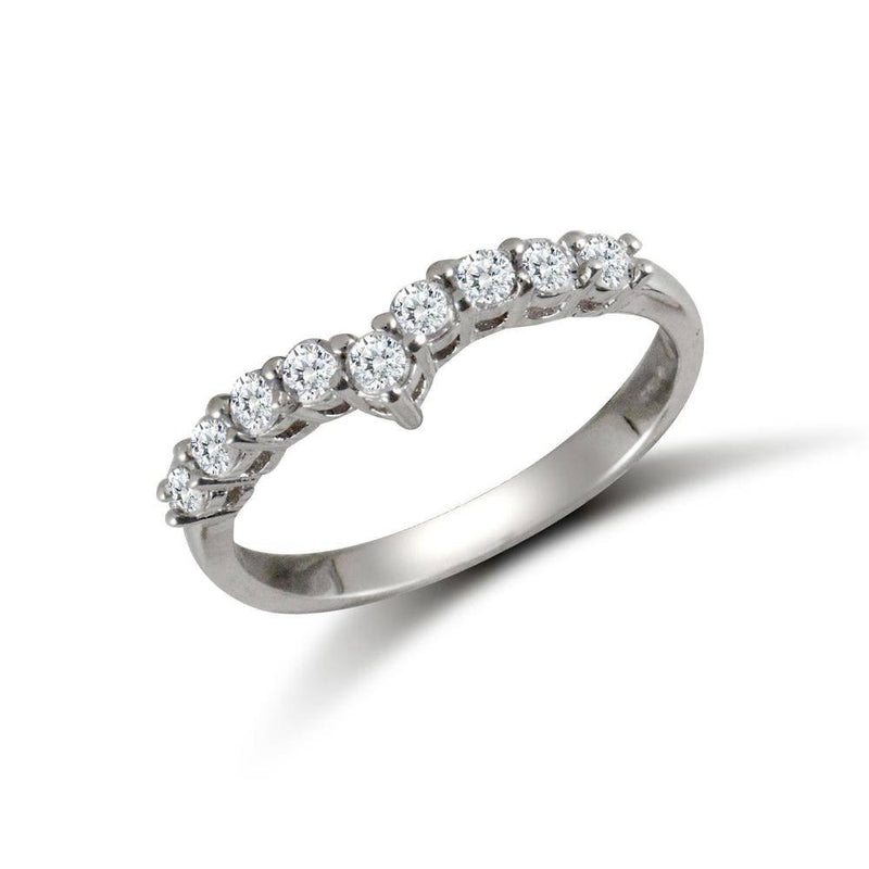 9ct White Ladies Cz Wishbone Ring - HEERA DIAMONDS