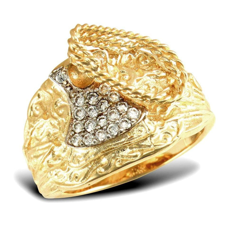 9ct Yellow Gold Cubic Zirconia Saddle Ring - HEERA DIAMONDS