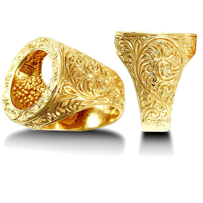 9ct Yellow Gold Full Sovereign Ring - HEERA DIAMONDS