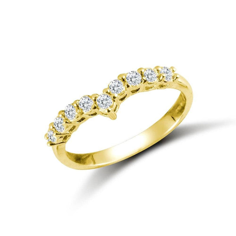 9ct Yellow Ladies Cz Wishbone Ring - HEERA DIAMONDS