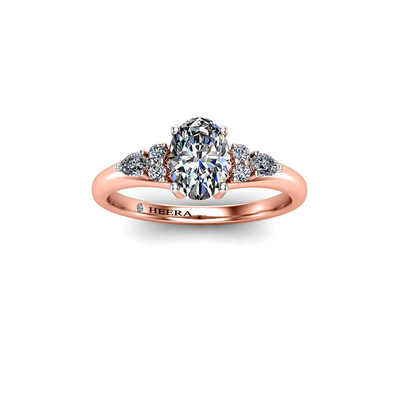 BERRY - Oval Fancy Trilogy Engagement Ring in Rose Gold - HEERA DIAMONDS